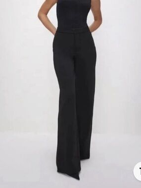 Good American Scuba Wide Leg Trousers Black  Elevated Casual Work Pant 12/31 NEW